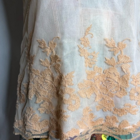 Anthro Eloise Apricot Mesh Lace Camisole T Back - Picture 7 of 9
